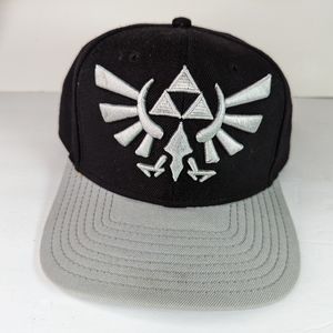 Zelda Triforce Snapback Hat Black Gray Bioworld Nintendo 2012 Acrylic Wool